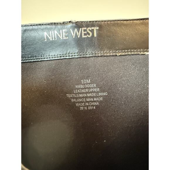 Nine West Women’s 10 Blogger Harness Riding Boots Mid Calf Black Leather Preppy - Picture 8 of 13